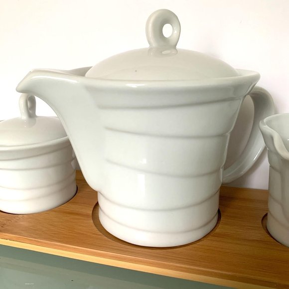 NWOB Tea Coffee Serving Set Bamboo Tray Modern Simple - Picture 5 of 11